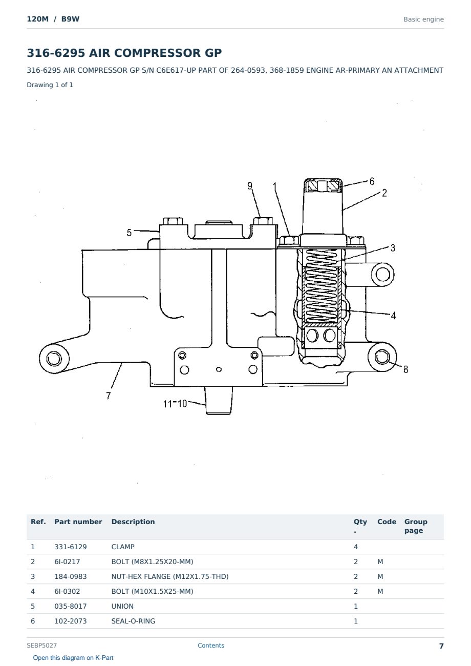 Caterpillar 120M S/N B9W Partsbook SEBP5027 (English) - sample page 7 of 10 Caterpillar 120M S/N B9W Partsbook SEBP5027 (English) - sample page 7 of 10