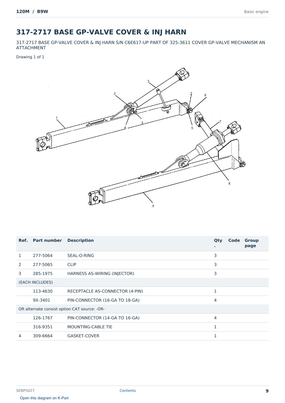 Caterpillar 120M S/N B9W Partsbook SEBP5027 (English) - sample page 9 of 10 Caterpillar 120M S/N B9W Partsbook SEBP5027 (English) - sample page 9 of 10
