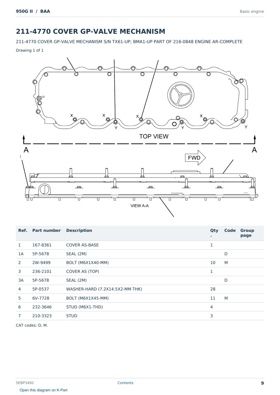 Caterpillar 950G II S/N BAA Partsbook SEBP3492 (English) - sample page 9 of 10 Caterpillar 950G II S/N BAA Partsbook SEBP3492 (English) - sample page 9 of 10