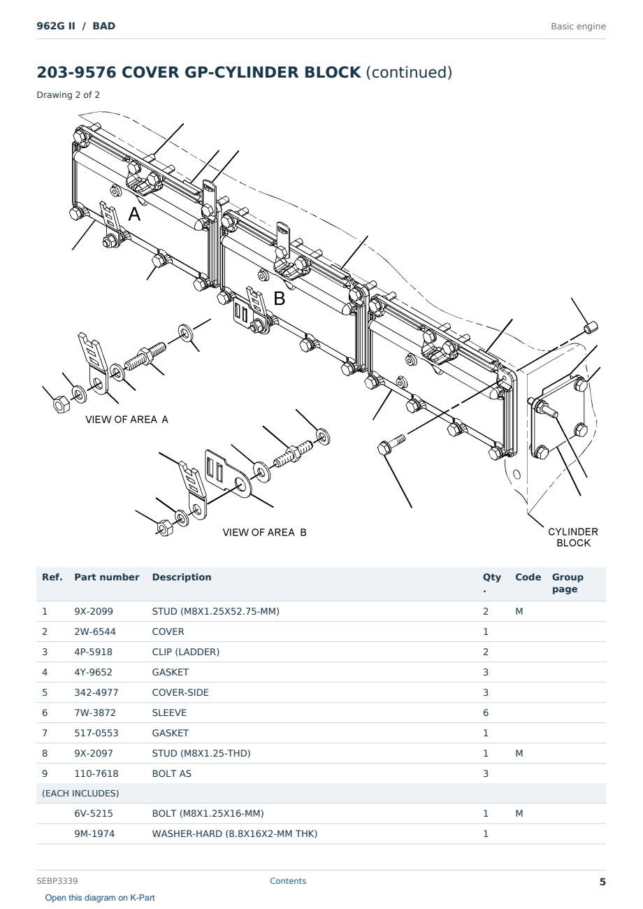 Caterpillar 962G II S/N BAD Partsbook SEBP3339 (English) - sample page 5 of 10 Caterpillar 962G II S/N BAD Partsbook SEBP3339 (English) - sample page 5 of 10
