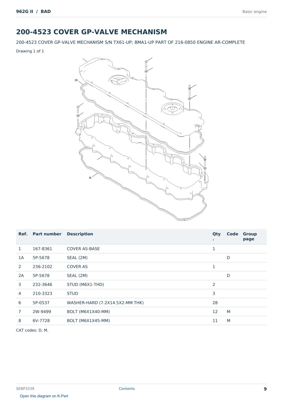 Caterpillar 962G II S/N BAD Partsbook SEBP3339 (English) - sample page 9 of 10 Caterpillar 962G II S/N BAD Partsbook SEBP3339 (English) - sample page 9 of 10