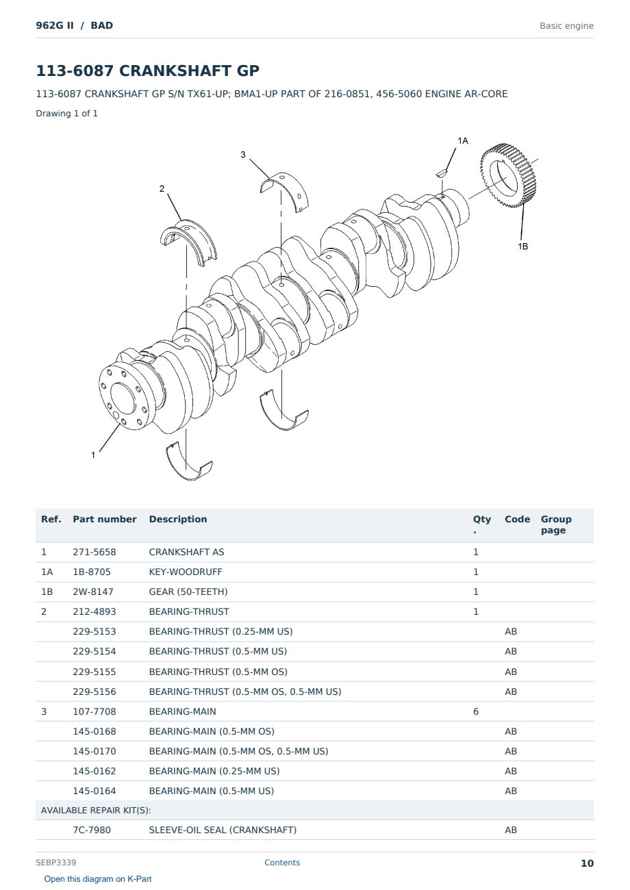 Caterpillar 962G II S/N BAD Partsbook SEBP3339 (English) - sample page 10 of 10 Caterpillar 962G II S/N BAD Partsbook SEBP3339 (English) - sample page 10 of 10
