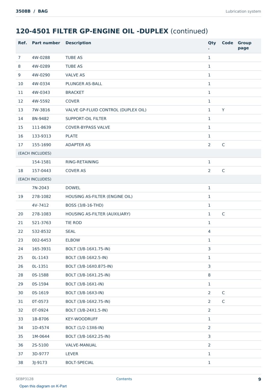 Caterpillar 3508B S/N BAG Partsbook SEBP3128 (English) - sample page 9 of 10 Caterpillar 3508B S/N BAG Partsbook SEBP3128 (English) - sample page 9 of 10