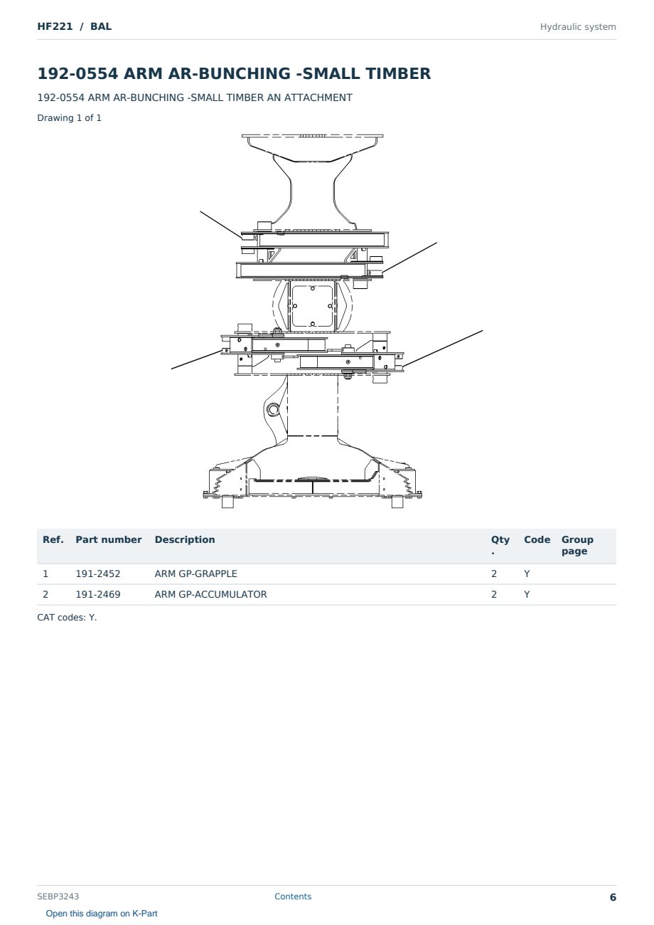 Caterpillar HF221 S/N BAL Partsbook SEBP3243 (English) - sample page 6 of 10 Caterpillar HF221 S/N BAL Partsbook SEBP3243 (English) - sample page 6 of 10
