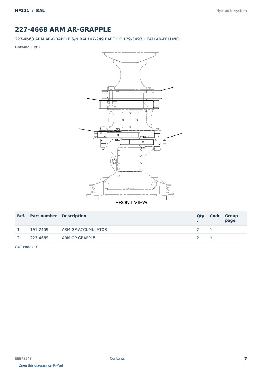 Caterpillar HF221 S/N BAL Partsbook SEBP3243 (English) - sample page 7 of 10 Caterpillar HF221 S/N BAL Partsbook SEBP3243 (English) - sample page 7 of 10