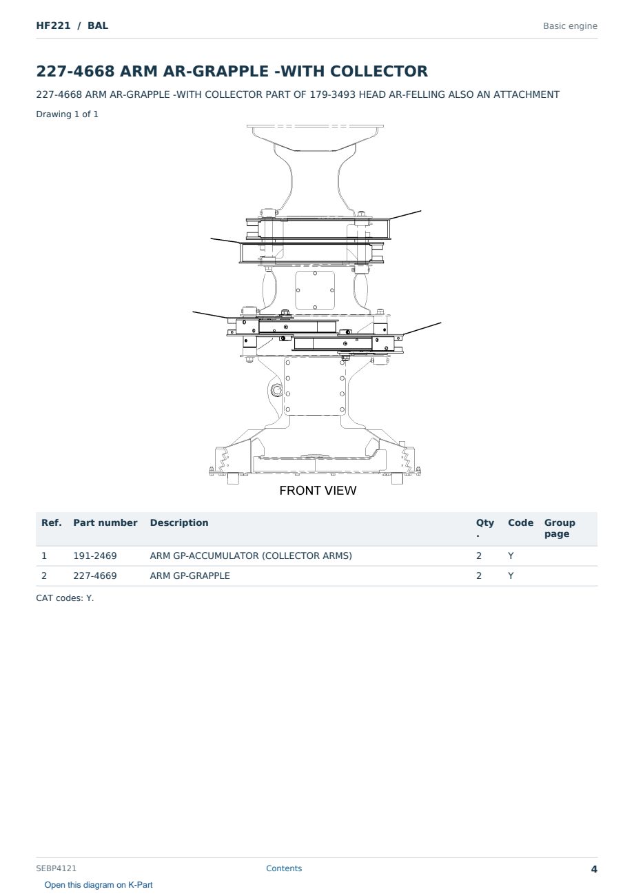 Caterpillar HF221 S/N BAL Partsbook SEBP4121 (English) - sample page 4 of 10 Caterpillar HF221 S/N BAL Partsbook SEBP4121 (English) - sample page 4 of 10
