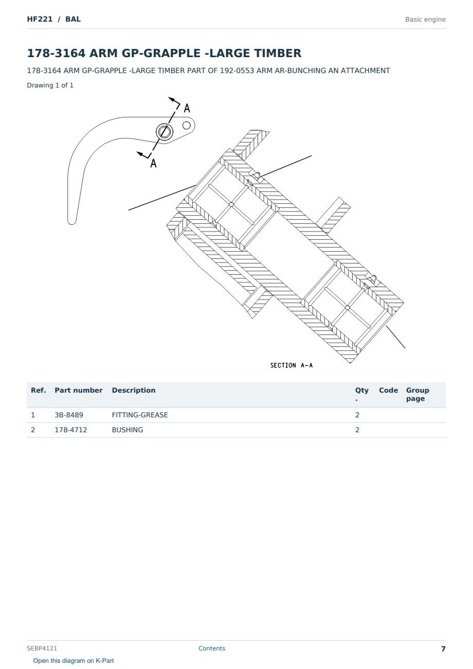 Caterpillar HF221 S/N BAL Partsbook SEBP4121 (English) - sample page 7 of 10 Caterpillar HF221 S/N BAL Partsbook SEBP4121 (English) - sample page 7 of 10