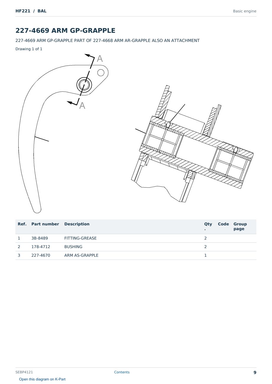 Caterpillar HF221 S/N BAL Partsbook SEBP4121 (English) - sample page 9 of 10 Caterpillar HF221 S/N BAL Partsbook SEBP4121 (English) - sample page 9 of 10
