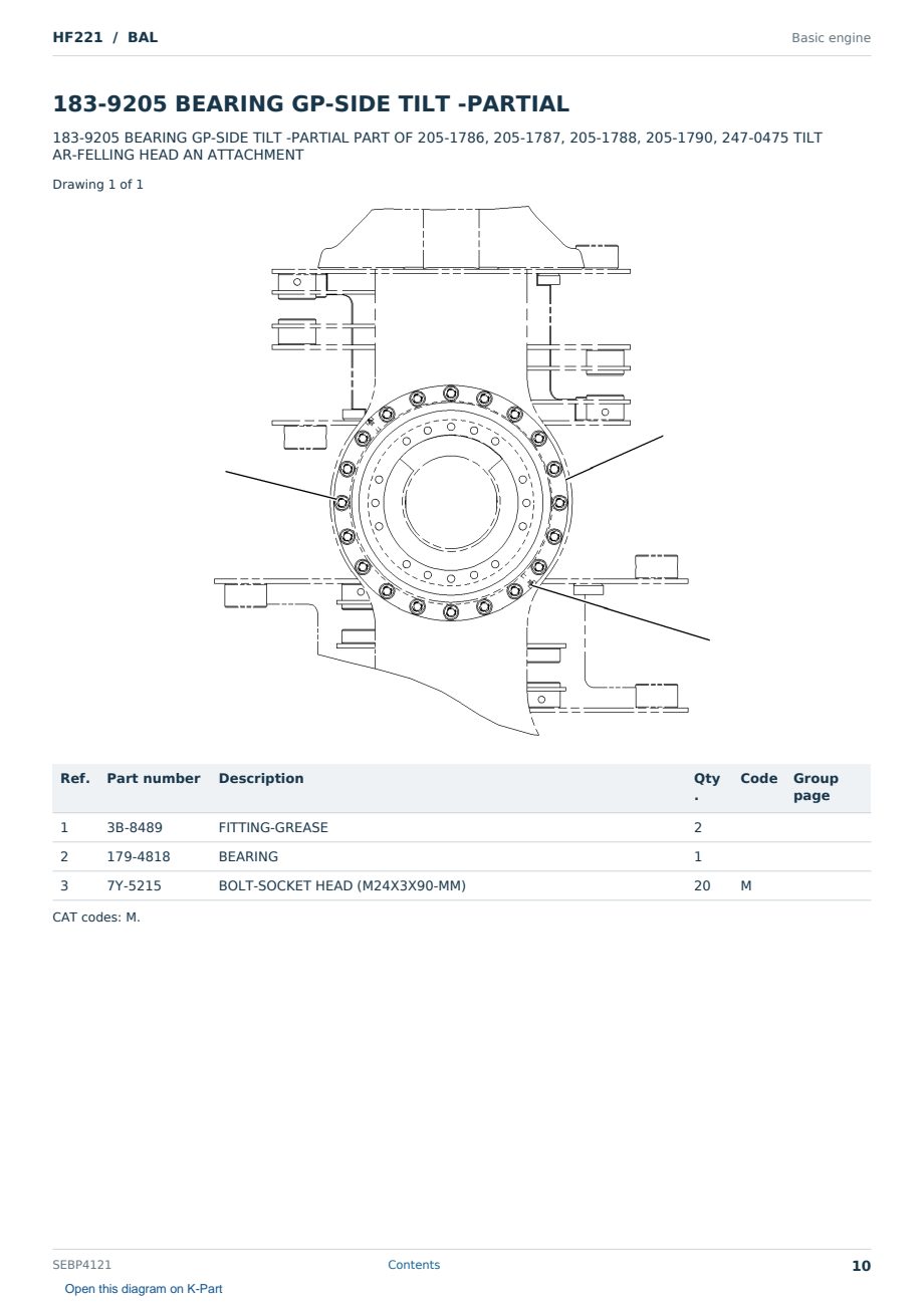 Caterpillar HF221 S/N BAL Partsbook SEBP4121 (English) - sample page 10 of 10 Caterpillar HF221 S/N BAL Partsbook SEBP4121 (English) - sample page 10 of 10