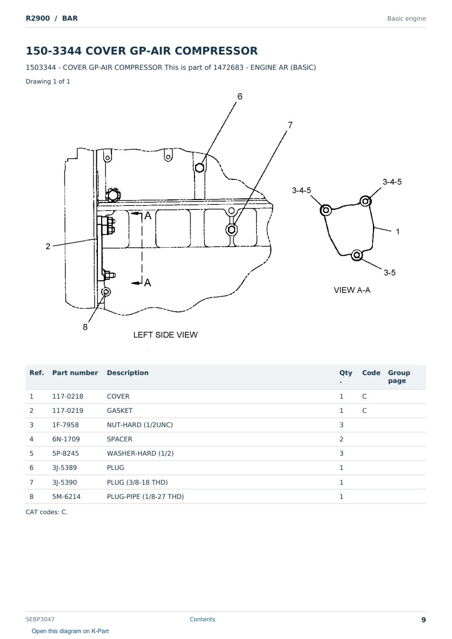 Caterpillar R2900 S/N BAR Partsbook SEBP3047 (English) - sample page 9 of 10 Caterpillar R2900 S/N BAR Partsbook SEBP3047 (English) - sample page 9 of 10