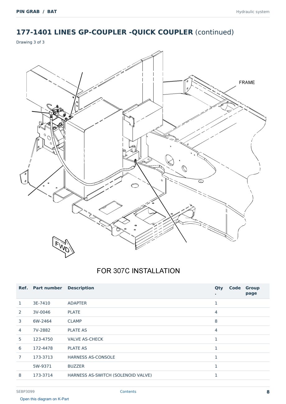 Caterpillar PIN GRAB S/N BAT Partsbook SEBP3099 (English) - sample page 8 of 10 Caterpillar PIN GRAB S/N BAT Partsbook SEBP3099 (English) - sample page 8 of 10