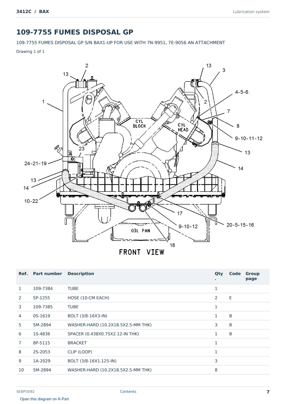 Caterpillar 3412C S/N BAX Partsbook SEBP3092 (English) - sample page 7 of 10 Caterpillar 3412C S/N BAX Partsbook SEBP3092 (English) - sample page 7 of 10