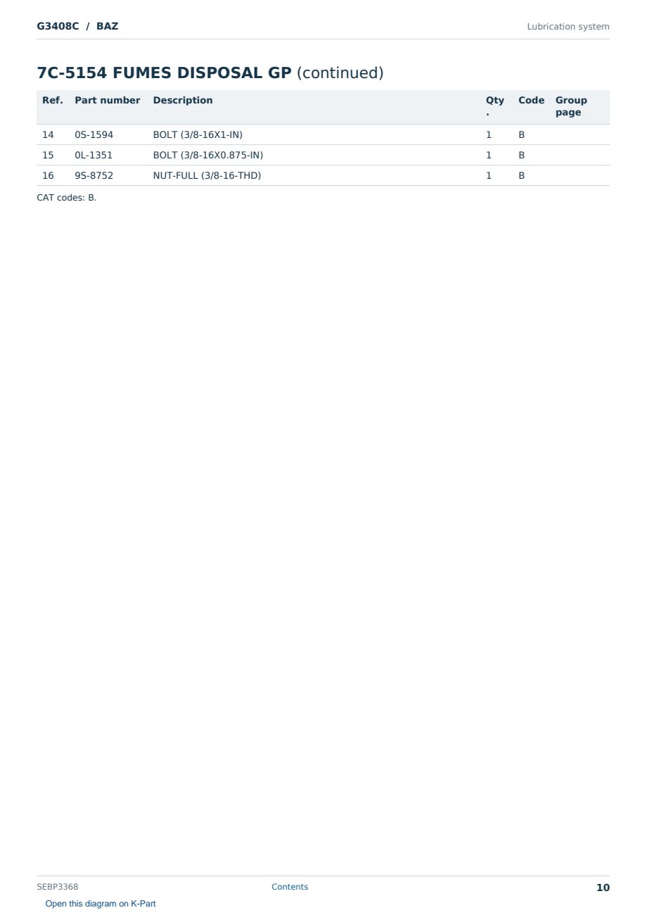 Caterpillar G3408C S/N BAZ Partsbook SEBP3368 (English) - sample page 10 of 10 Caterpillar G3408C S/N BAZ Partsbook SEBP3368 (English) - sample page 10 of 10