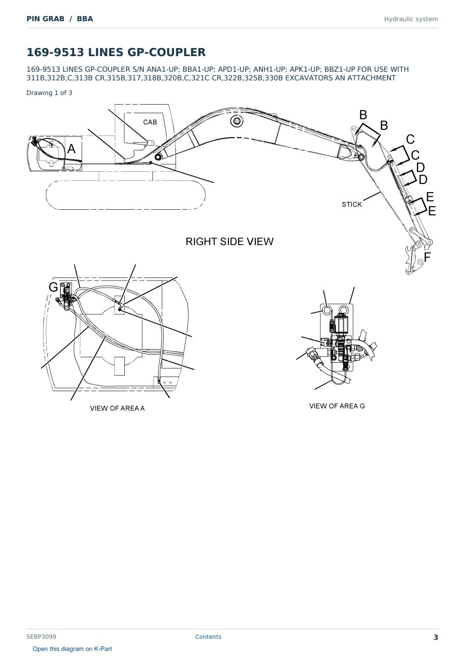 Caterpillar PIN GRAB S/N BBA Partsbook SEBP3099 (English) - sample page 3 of 10 Caterpillar PIN GRAB S/N BBA Partsbook SEBP3099 (English) - sample page 3 of 10