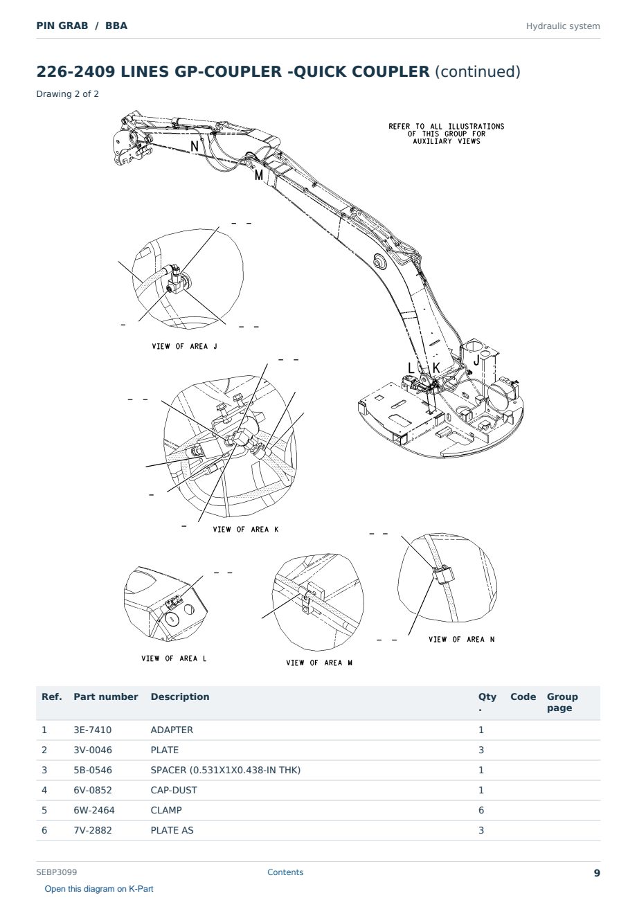 Caterpillar PIN GRAB S/N BBA Partsbook SEBP3099 (English) - sample page 9 of 10 Caterpillar PIN GRAB S/N BBA Partsbook SEBP3099 (English) - sample page 9 of 10