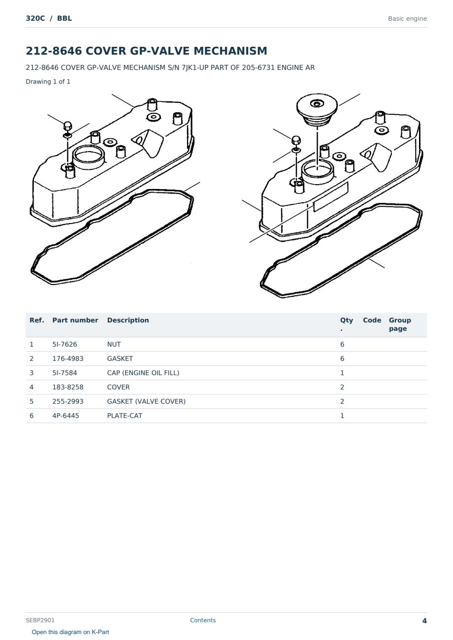 Caterpillar 320C S/N BBL Partsbook SEBP2901 (English) - sample page 4 of 10 Caterpillar 320C S/N BBL Partsbook SEBP2901 (English) - sample page 4 of 10