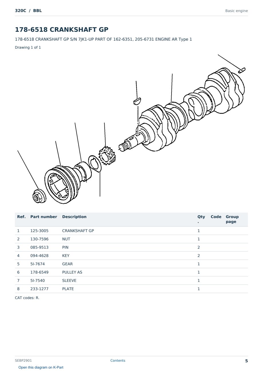 Caterpillar 320C S/N BBL Partsbook SEBP2901 (English) - sample page 5 of 10 Caterpillar 320C S/N BBL Partsbook SEBP2901 (English) - sample page 5 of 10