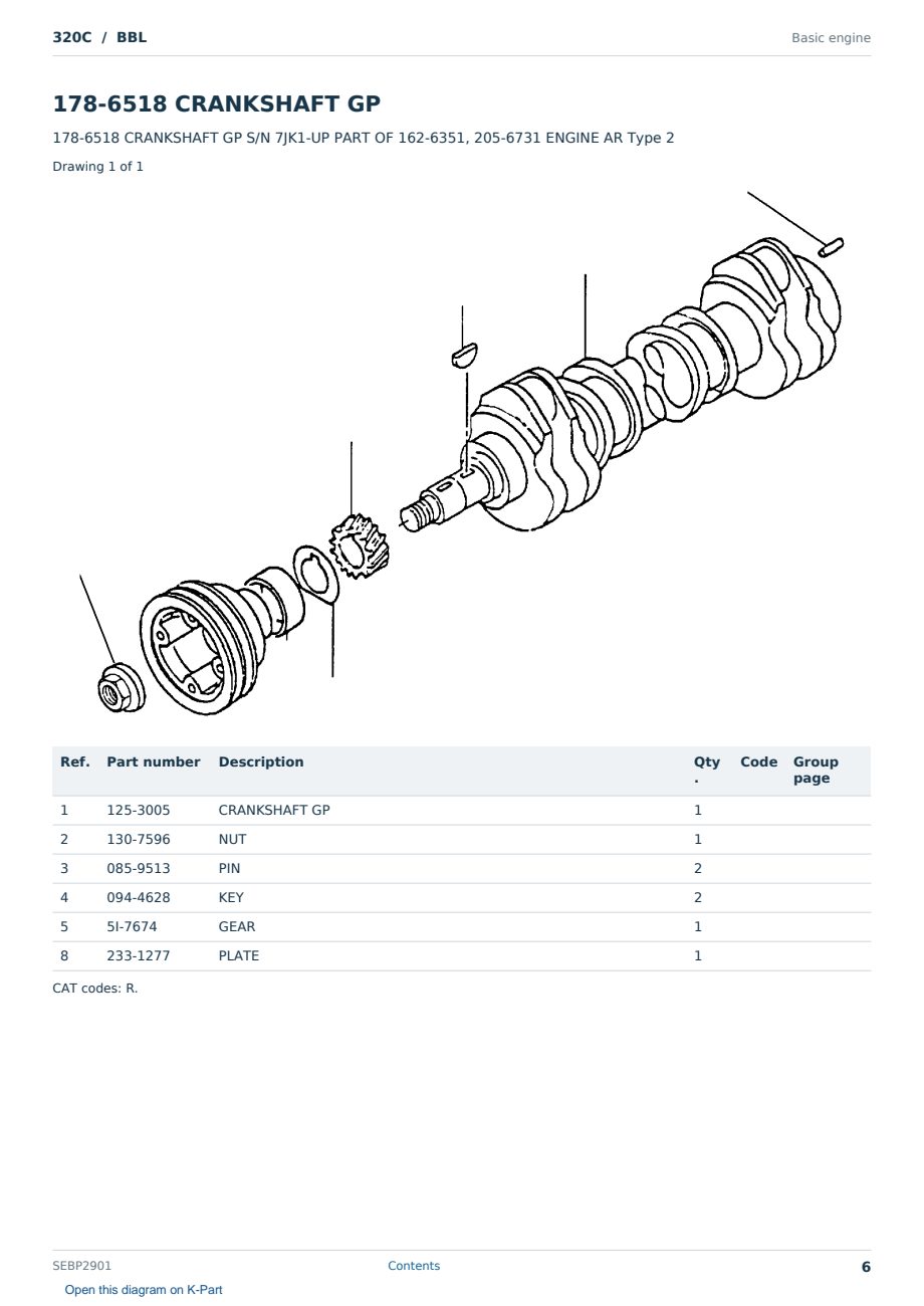 Caterpillar 320C S/N BBL Partsbook SEBP2901 (English) - sample page 6 of 10 Caterpillar 320C S/N BBL Partsbook SEBP2901 (English) - sample page 6 of 10