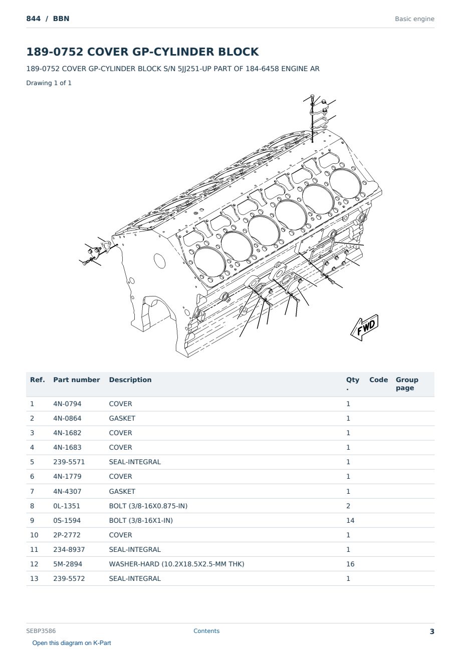 Caterpillar 844 S/N BBN Partsbook SEBP3586 (English) - sample page 3 of 10 Caterpillar 844 S/N BBN Partsbook SEBP3586 (English) - sample page 3 of 10