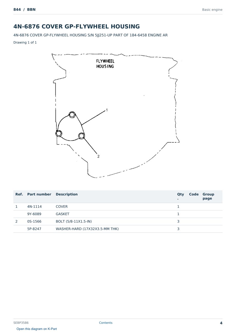 Caterpillar 844 S/N BBN Partsbook SEBP3586 (English) - sample page 4 of 10 Caterpillar 844 S/N BBN Partsbook SEBP3586 (English) - sample page 4 of 10