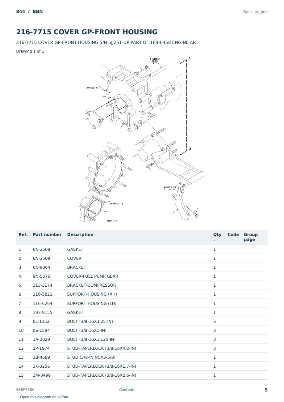 Caterpillar 844 S/N BBN Partsbook SEBP3586 (English) - sample page 5 of 10 Caterpillar 844 S/N BBN Partsbook SEBP3586 (English) - sample page 5 of 10