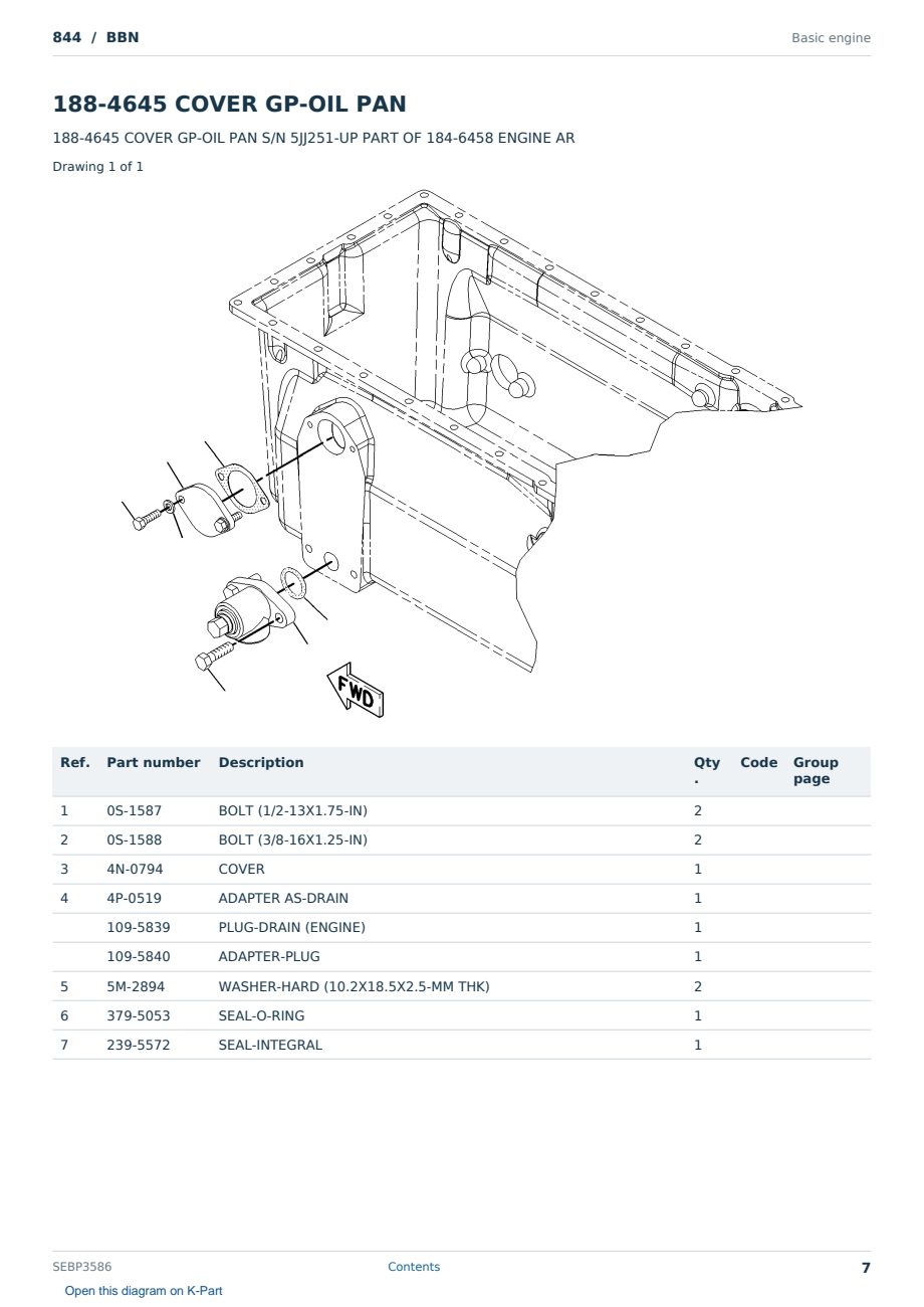 Caterpillar 844 S/N BBN Partsbook SEBP3586 (English) - sample page 7 of 10 Caterpillar 844 S/N BBN Partsbook SEBP3586 (English) - sample page 7 of 10