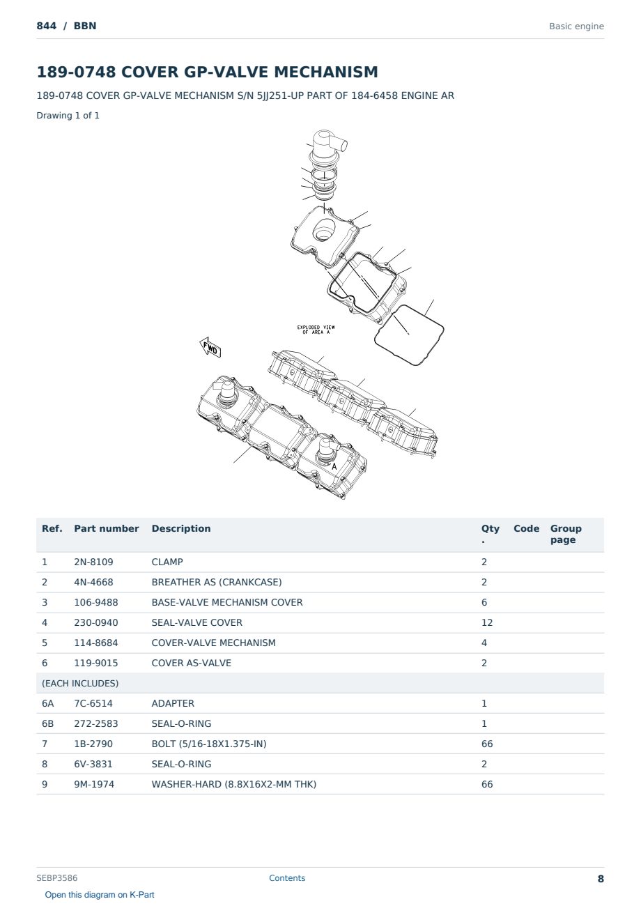 Caterpillar 844 S/N BBN Partsbook SEBP3586 (English) - sample page 8 of 10 Caterpillar 844 S/N BBN Partsbook SEBP3586 (English) - sample page 8 of 10