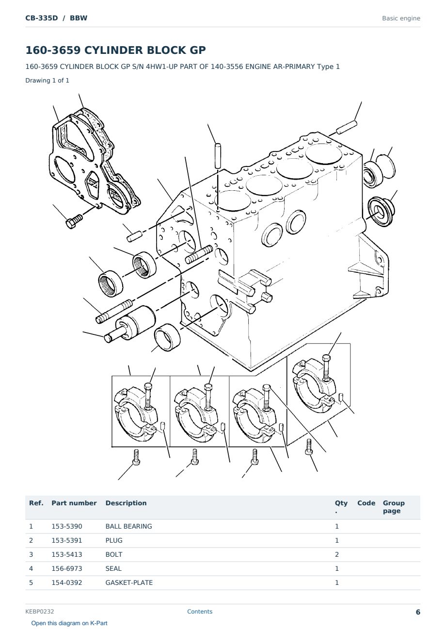 Caterpillar CB-335D S/N BBW Partsbook KEBP0232 (English) - sample page 6 of 10 Caterpillar CB-335D S/N BBW Partsbook KEBP0232 (English) - sample page 6 of 10