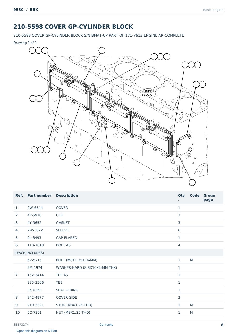 Caterpillar 953C S/N BBX Partsbook SEBP3274 (English) - sample page 8 of 10 Caterpillar 953C S/N BBX Partsbook SEBP3274 (English) - sample page 8 of 10