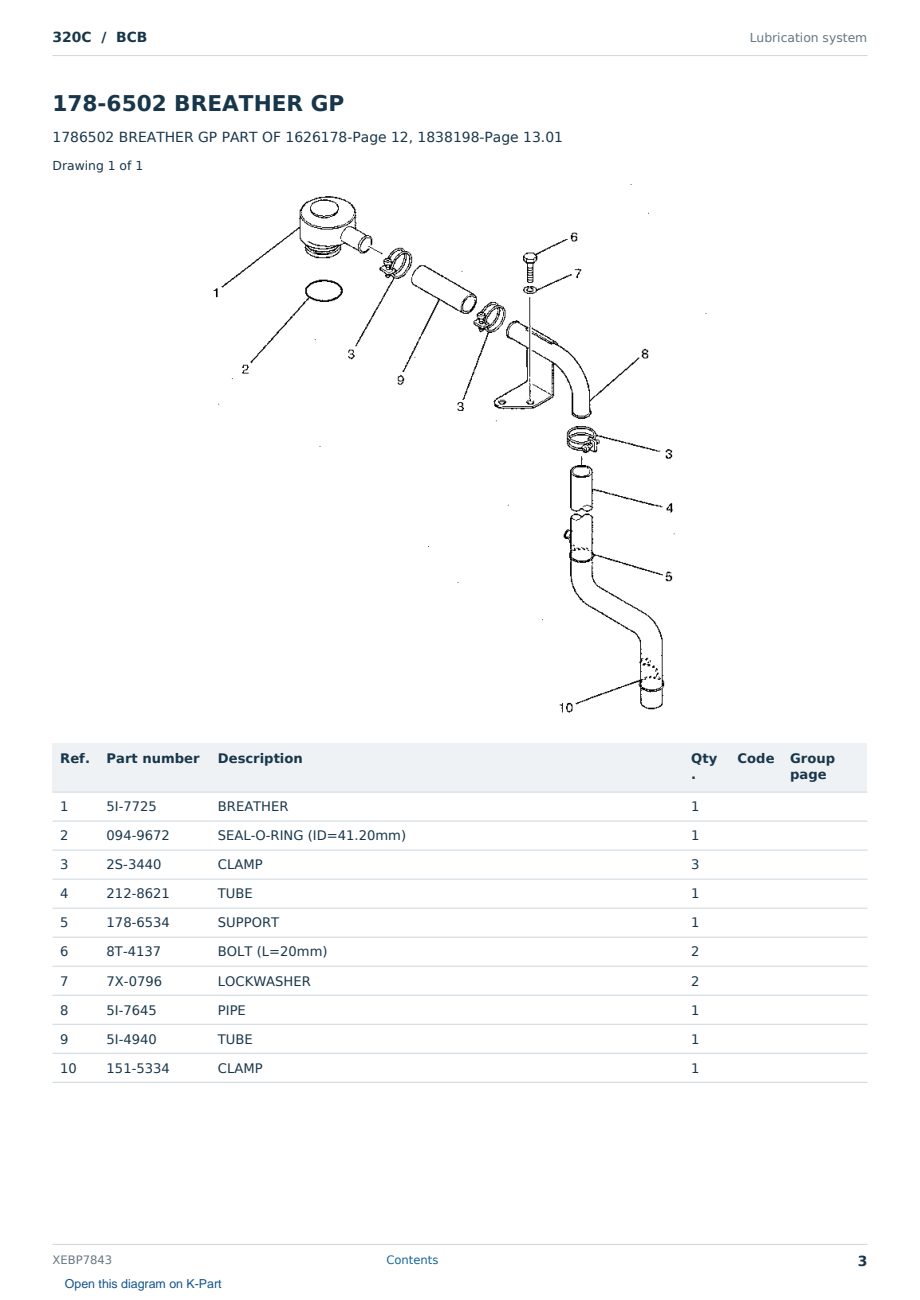 Caterpillar 320C S/N BCB Partsbook XEBP7843 (English) - sample page 3 of 10 Caterpillar 320C S/N BCB Partsbook XEBP7843 (English) - sample page 3 of 10