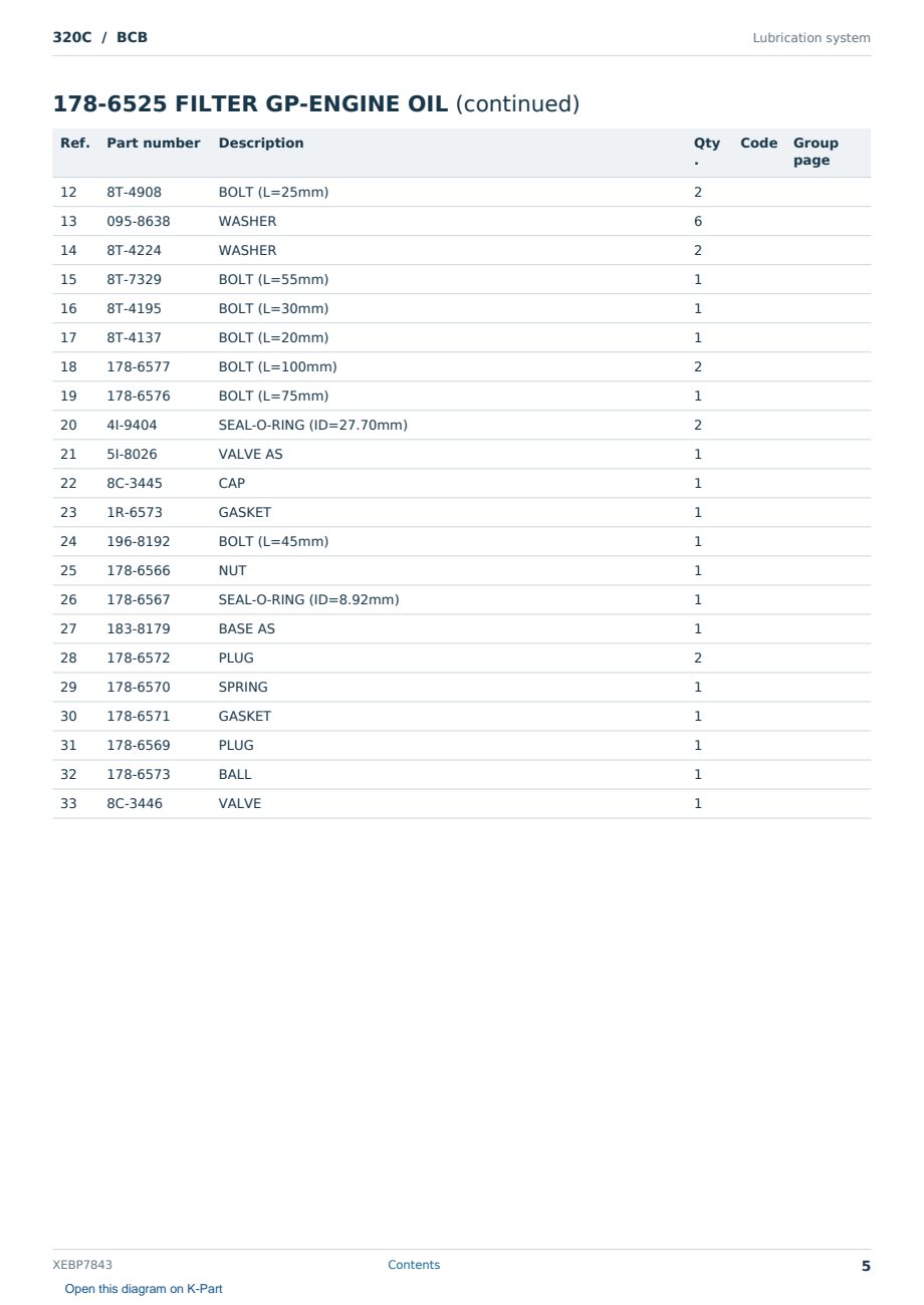 Caterpillar 320C S/N BCB Partsbook XEBP7843 (English) - sample page 5 of 10 Caterpillar 320C S/N BCB Partsbook XEBP7843 (English) - sample page 5 of 10
