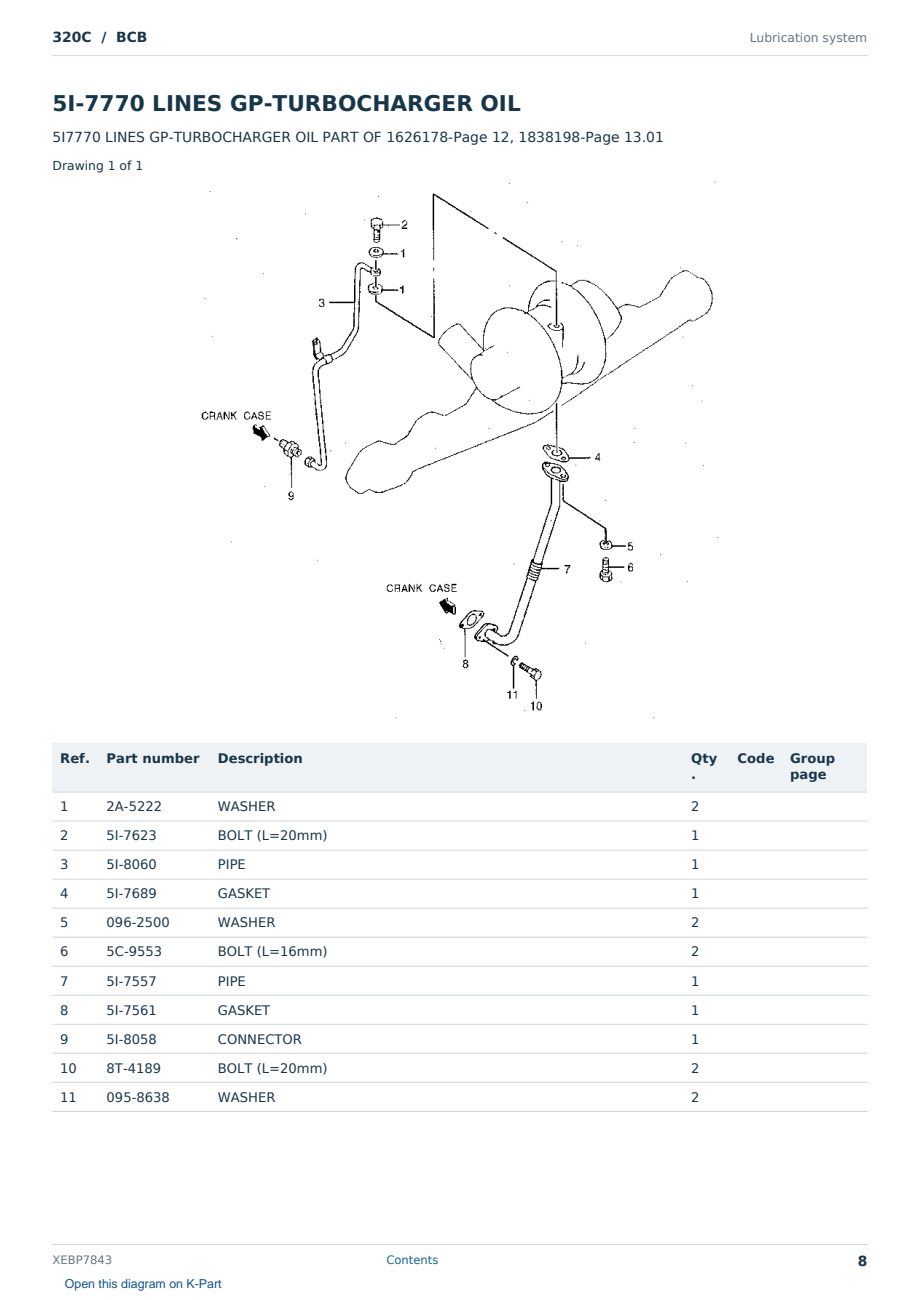 Caterpillar 320C S/N BCB Partsbook XEBP7843 (English) - sample page 8 of 10 Caterpillar 320C S/N BCB Partsbook XEBP7843 (English) - sample page 8 of 10