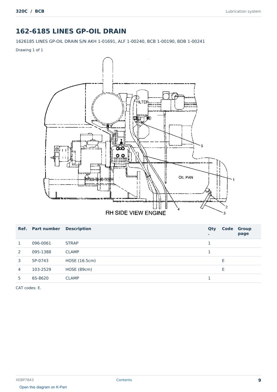 Caterpillar 320C S/N BCB Partsbook XEBP7843 (English) - sample page 9 of 10 Caterpillar 320C S/N BCB Partsbook XEBP7843 (English) - sample page 9 of 10