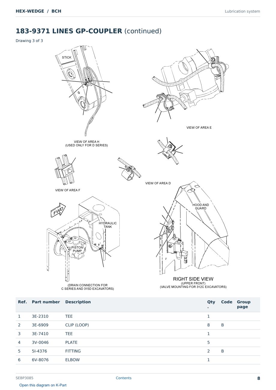 Caterpillar HEX-WEDGE S/N BCH Partsbook SEBP3085 (English) - sample page 8 of 10 Caterpillar HEX-WEDGE S/N BCH Partsbook SEBP3085 (English) - sample page 8 of 10