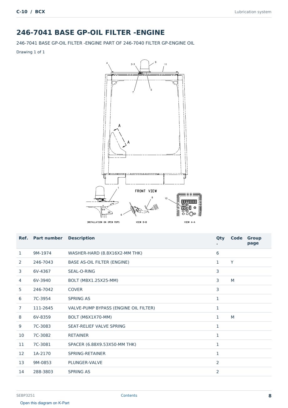 Caterpillar C-10 S/N BCX Partsbook SEBP3251 (English) - sample page 8 of 10 Caterpillar C-10 S/N BCX Partsbook SEBP3251 (English) - sample page 8 of 10