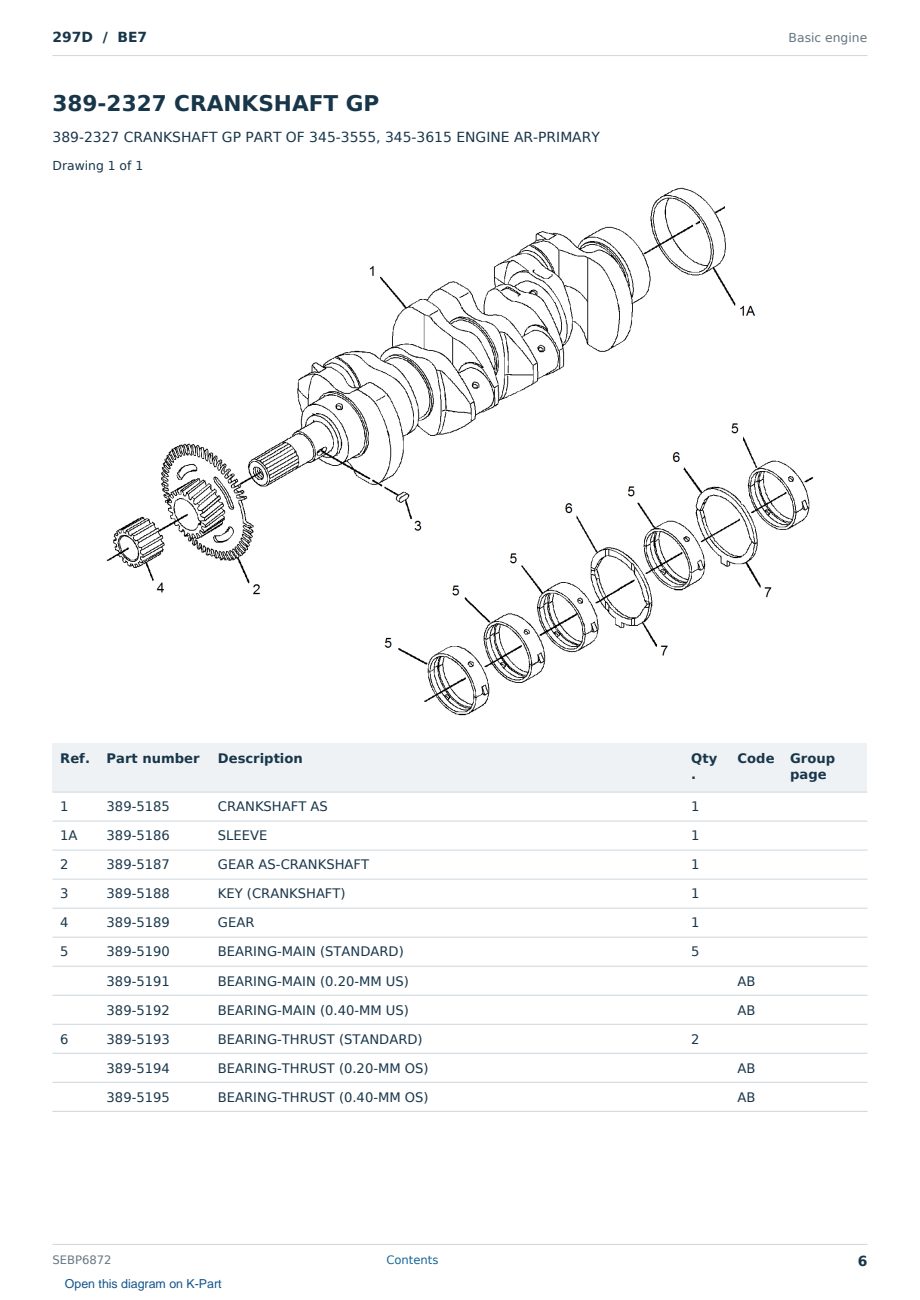 Caterpillar 297D S/N BE7 Partsbook SEBP6872 (English) - sample page 6 of 10 Caterpillar 297D S/N BE7 Partsbook SEBP6872 (English) - sample page 6 of 10