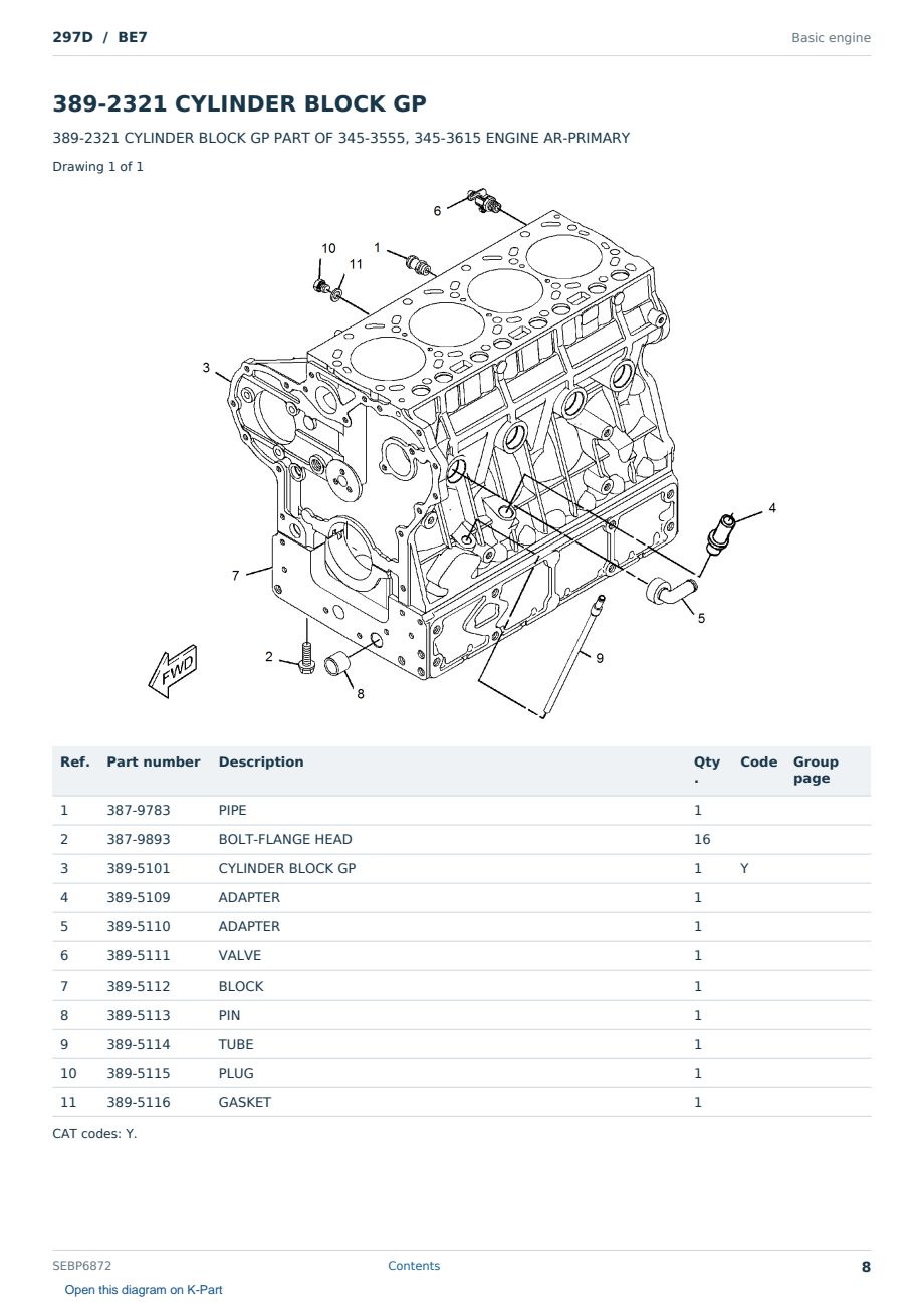 Caterpillar 297D S/N BE7 Partsbook SEBP6872 (English) - sample page 8 of 10 Caterpillar 297D S/N BE7 Partsbook SEBP6872 (English) - sample page 8 of 10