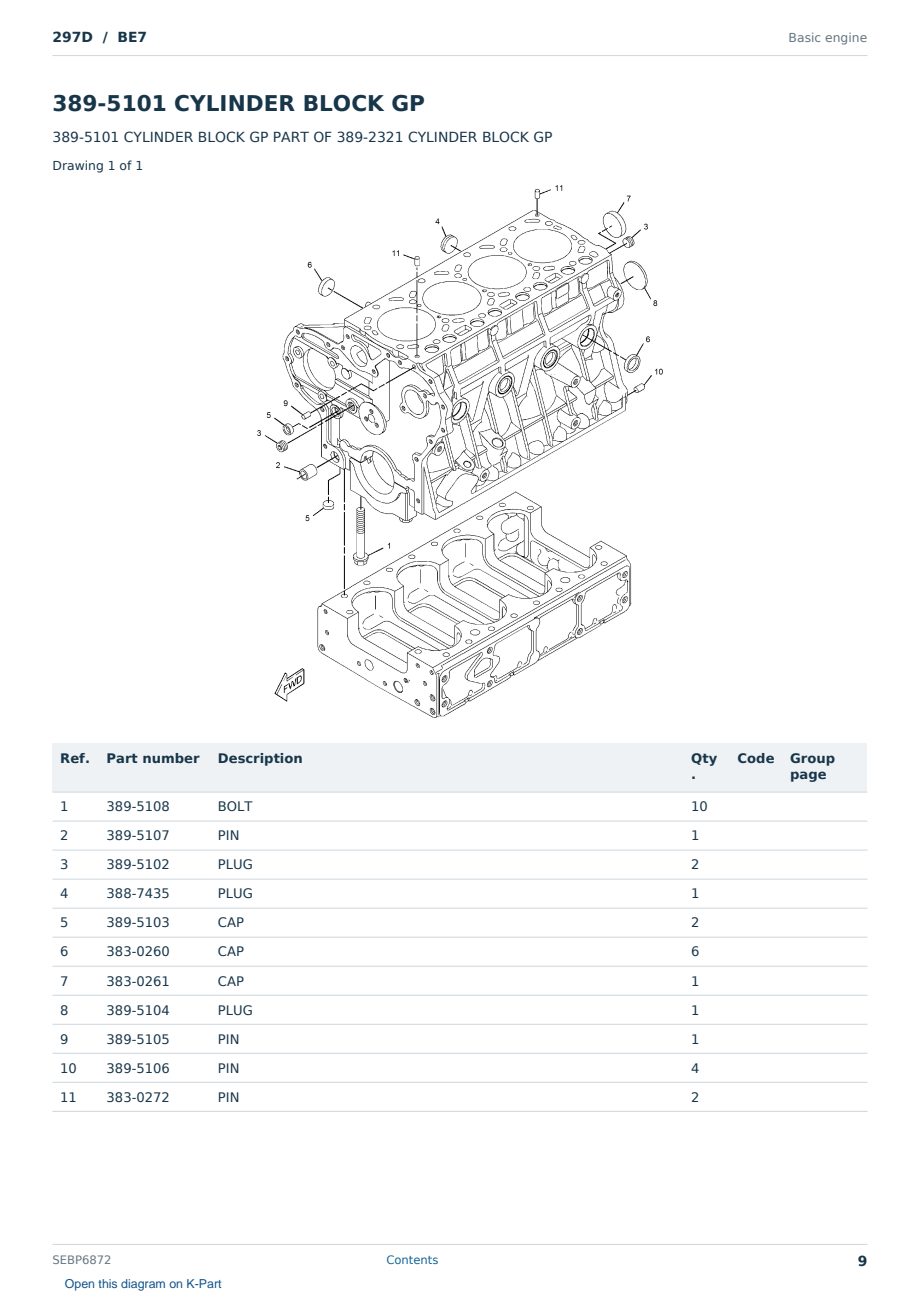 Caterpillar 297D S/N BE7 Partsbook SEBP6872 (English) - sample page 9 of 10 Caterpillar 297D S/N BE7 Partsbook SEBP6872 (English) - sample page 9 of 10