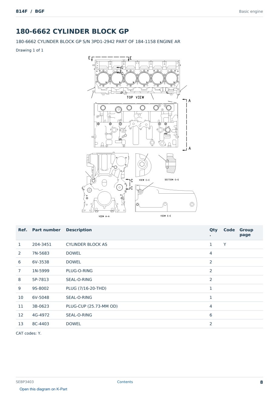 Caterpillar 814F S/N BGF Partsbook SEBP3403 (English) - sample page 8 of 10 Caterpillar 814F S/N BGF Partsbook SEBP3403 (English) - sample page 8 of 10