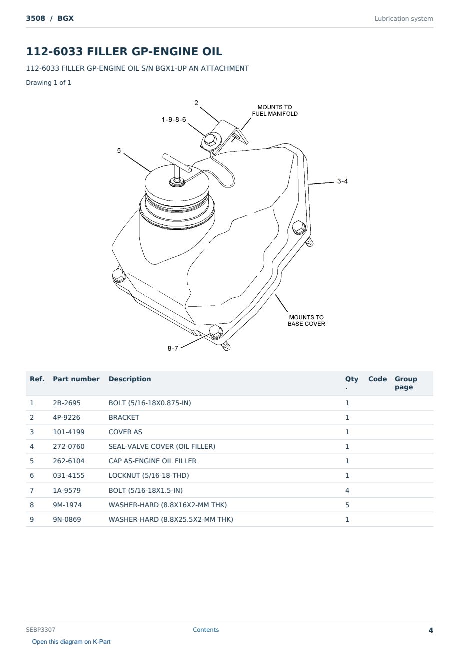 Caterpillar 3508 S/N BGX Partsbook SEBP3307 (English) - sample page 4 of 10 Caterpillar 3508 S/N BGX Partsbook SEBP3307 (English) - sample page 4 of 10