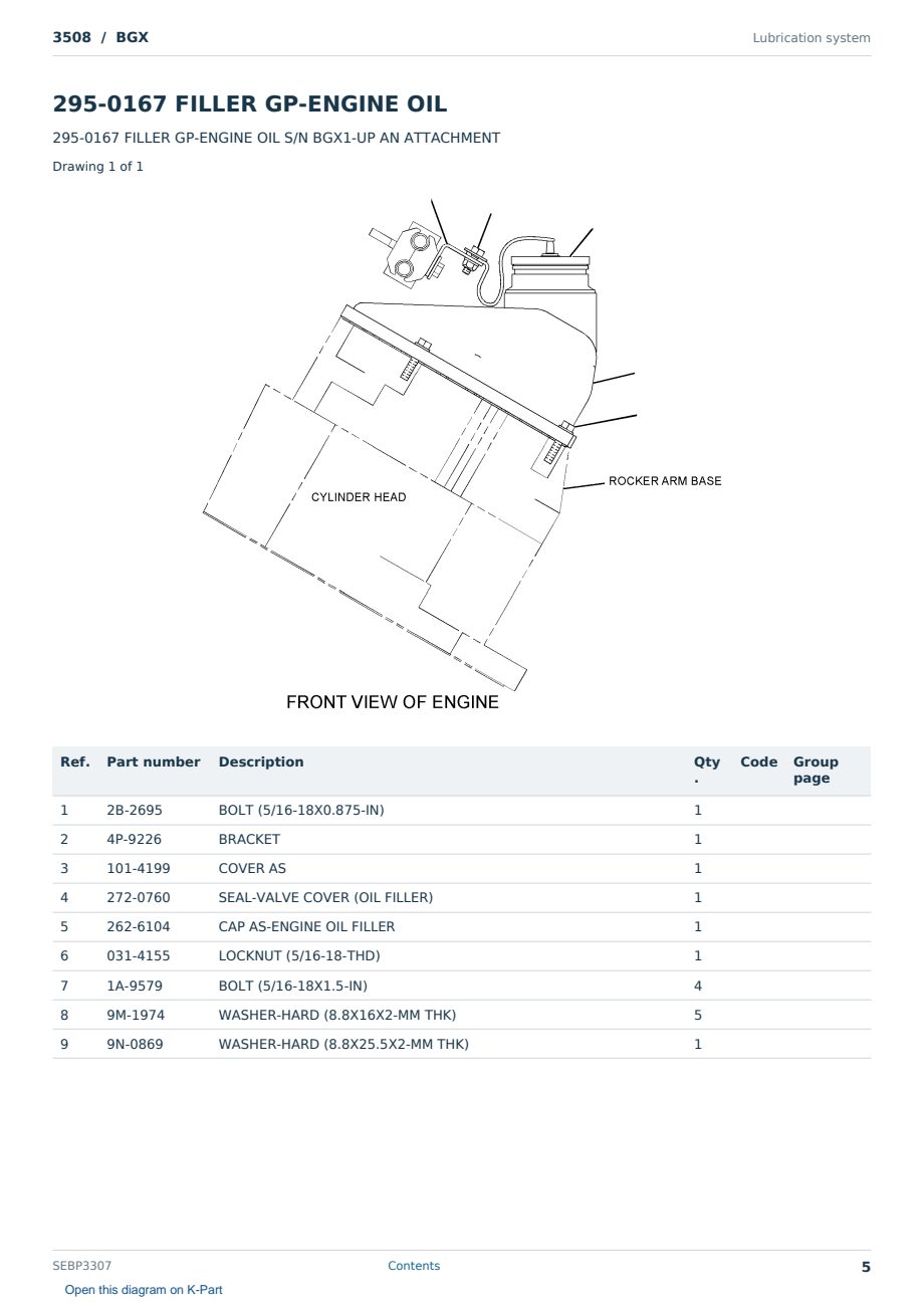 Caterpillar 3508 S/N BGX Partsbook SEBP3307 (English) - sample page 5 of 10 Caterpillar 3508 S/N BGX Partsbook SEBP3307 (English) - sample page 5 of 10