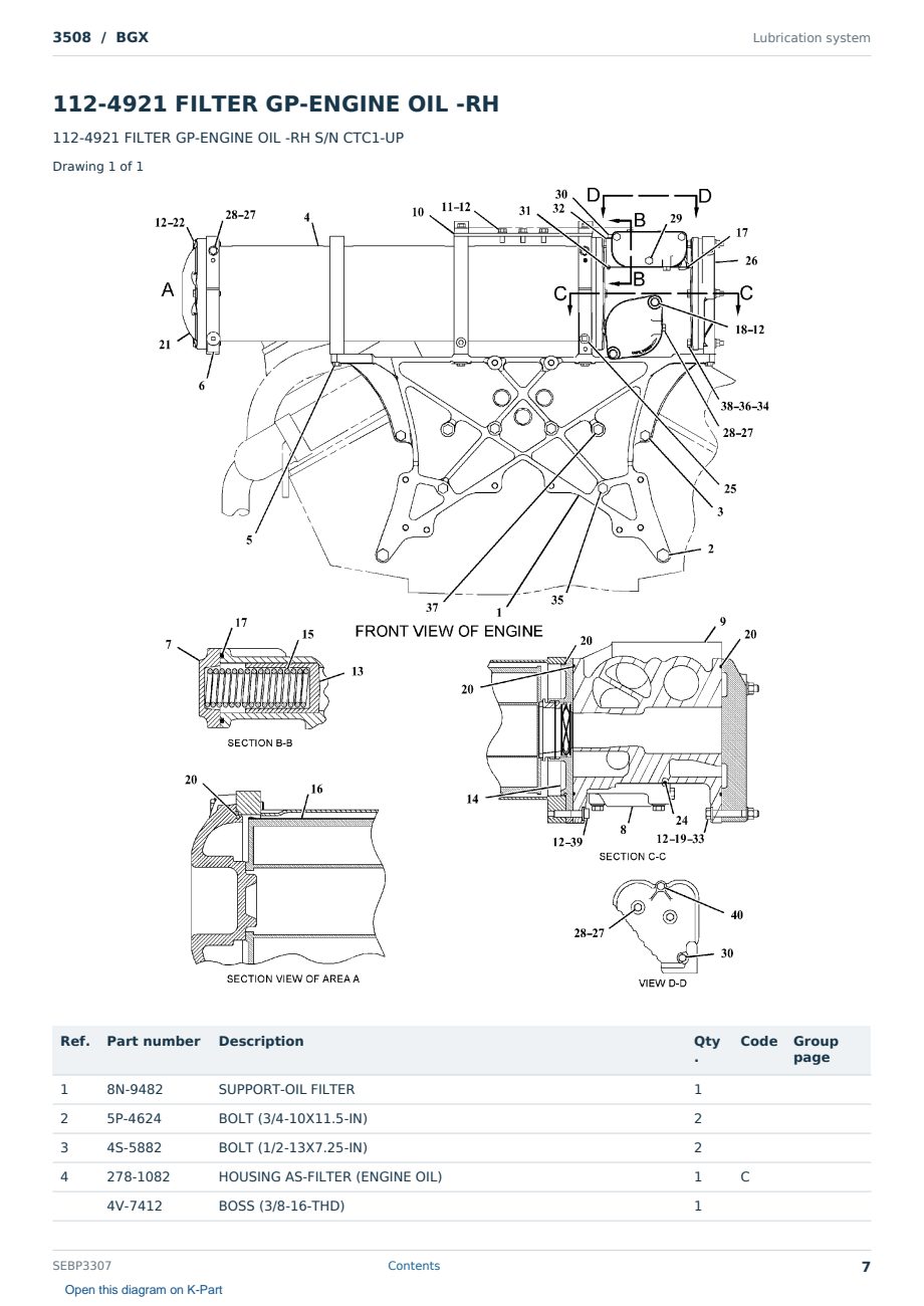 Caterpillar 3508 S/N BGX Partsbook SEBP3307 (English) - sample page 7 of 10 Caterpillar 3508 S/N BGX Partsbook SEBP3307 (English) - sample page 7 of 10