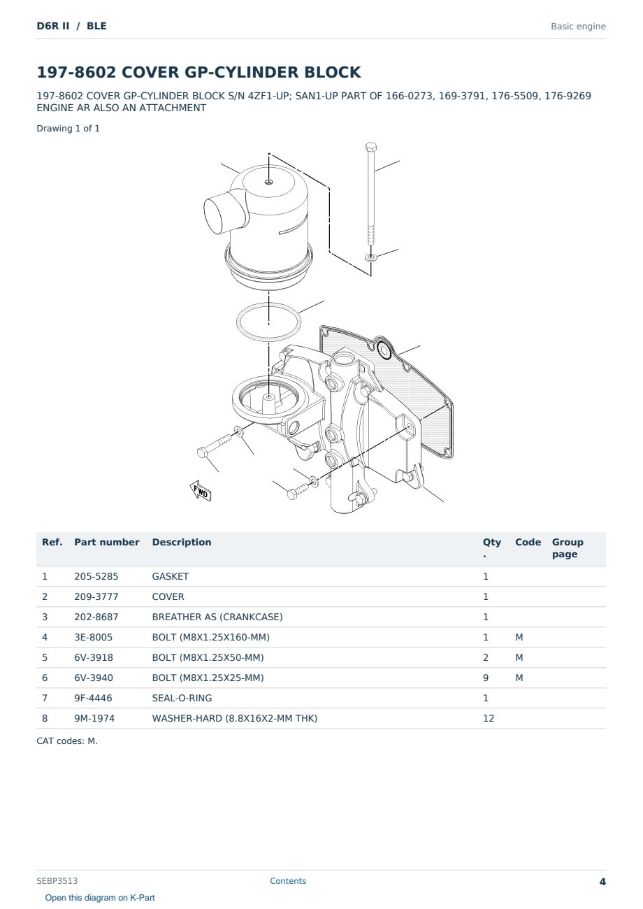 Caterpillar D6R II S/N BLE Partsbook SEBP3513 (English) - sample page 4 of 10 Caterpillar D6R II S/N BLE Partsbook SEBP3513 (English) - sample page 4 of 10