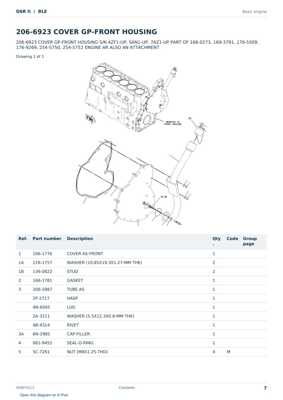 Caterpillar D6R II S/N BLE Partsbook SEBP3513 (English) - sample page 7 of 10 Caterpillar D6R II S/N BLE Partsbook SEBP3513 (English) - sample page 7 of 10