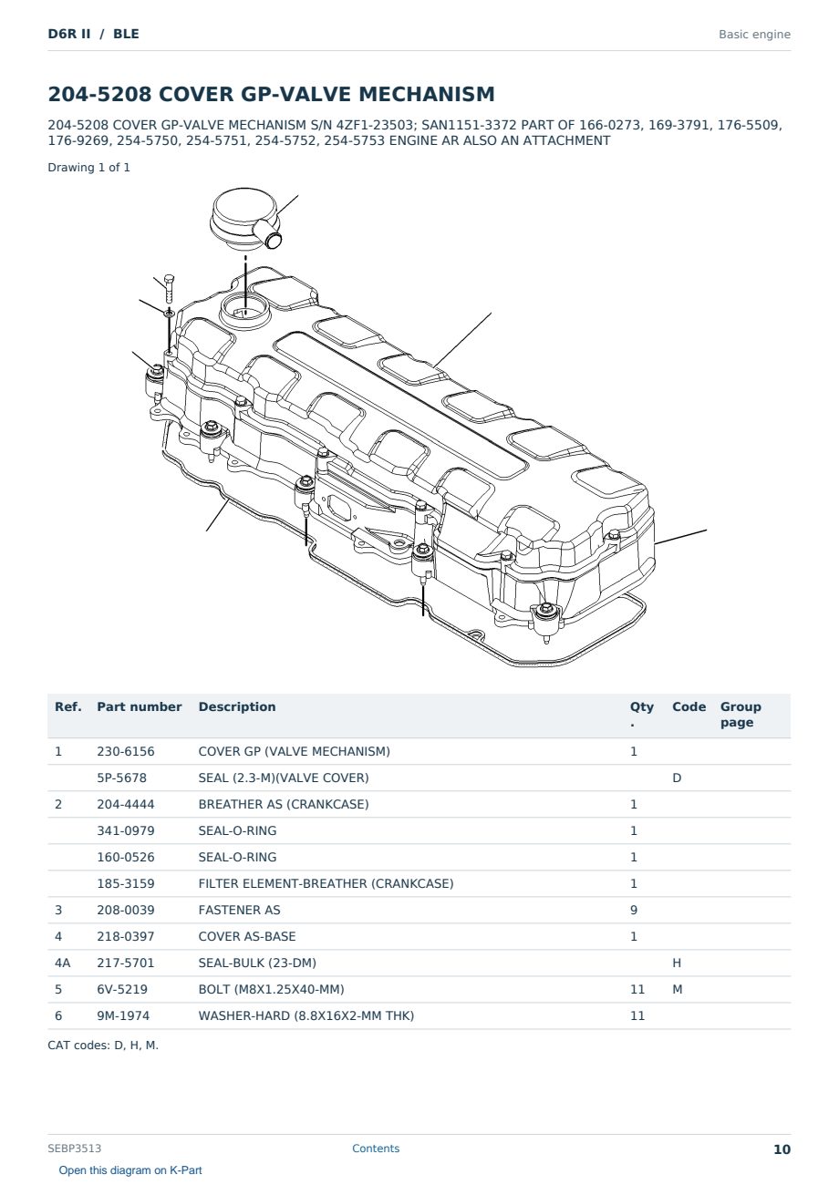 Caterpillar D6R II S/N BLE Partsbook SEBP3513 (English) - sample page 10 of 10 Caterpillar D6R II S/N BLE Partsbook SEBP3513 (English) - sample page 10 of 10