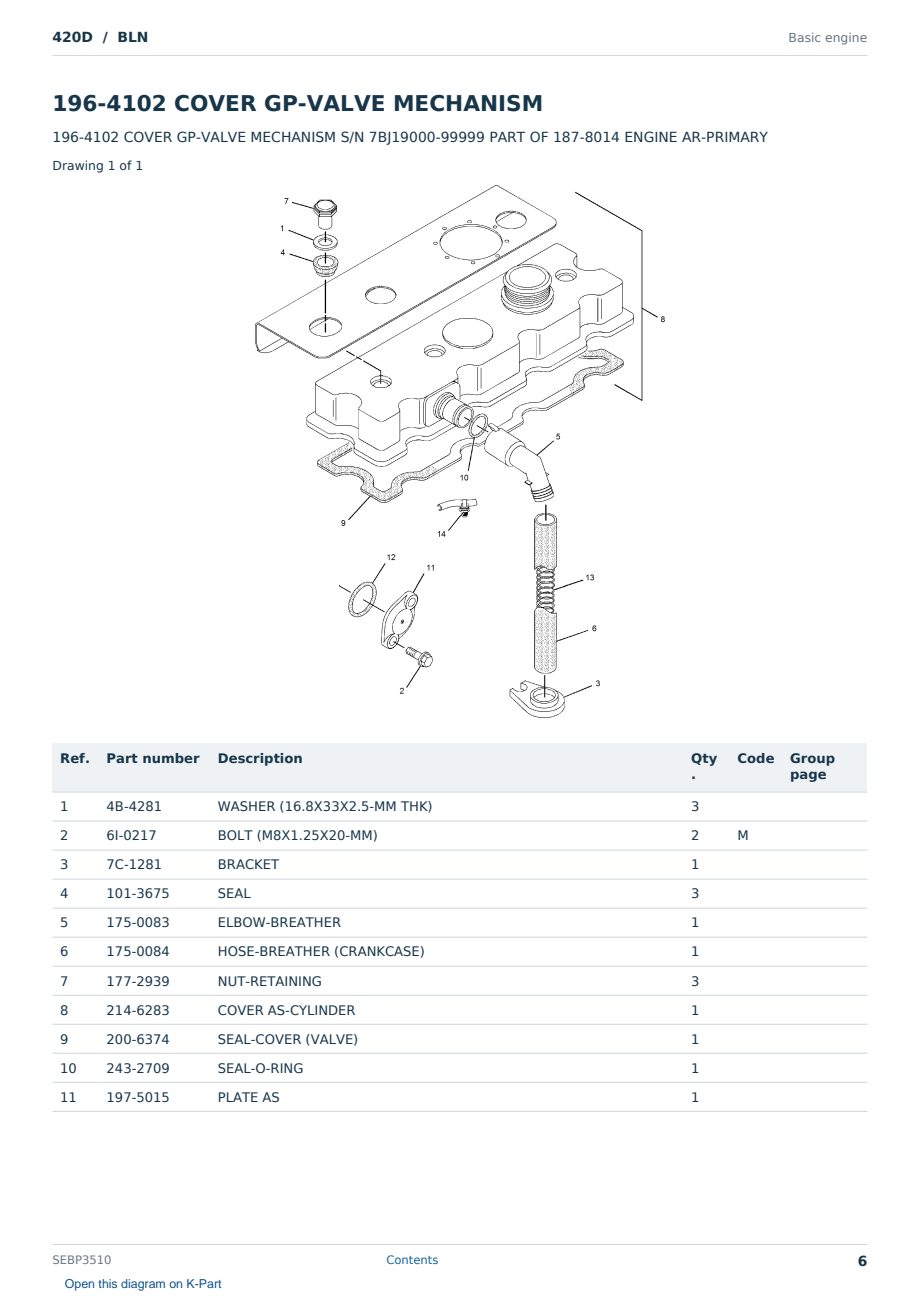 Caterpillar 420D S/N BLN Partsbook SEBP3510 (English) - sample page 6 of 10 Caterpillar 420D S/N BLN Partsbook SEBP3510 (English) - sample page 6 of 10