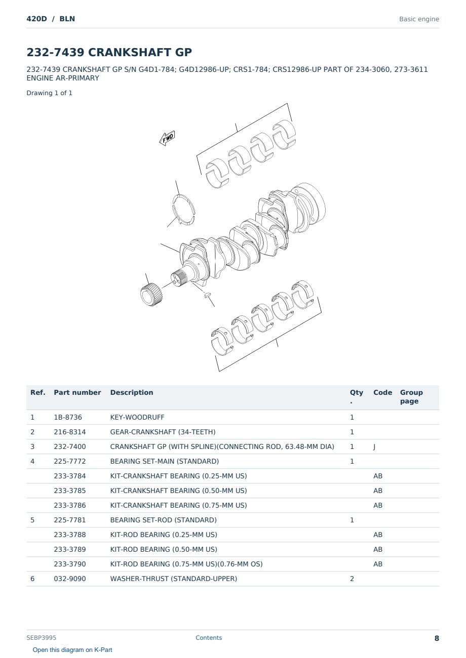 Caterpillar 420D S/N BLN Partsbook SEBP3995 (English) - sample page 8 of 10 Caterpillar 420D S/N BLN Partsbook SEBP3995 (English) - sample page 8 of 10