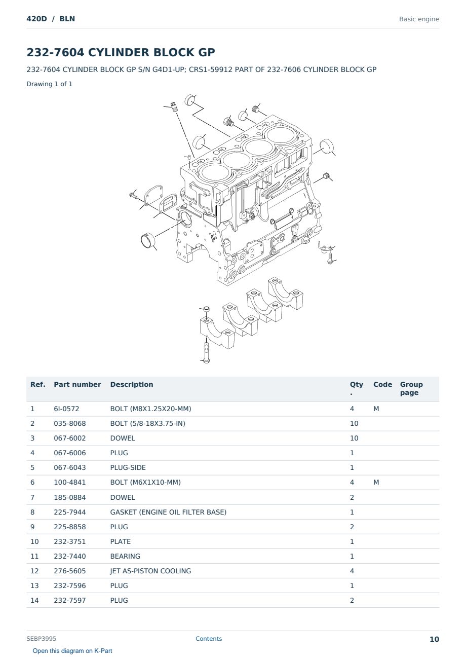 Caterpillar 420D S/N BLN Partsbook SEBP3995 (English) - sample page 10 of 10 Caterpillar 420D S/N BLN Partsbook SEBP3995 (English) - sample page 10 of 10