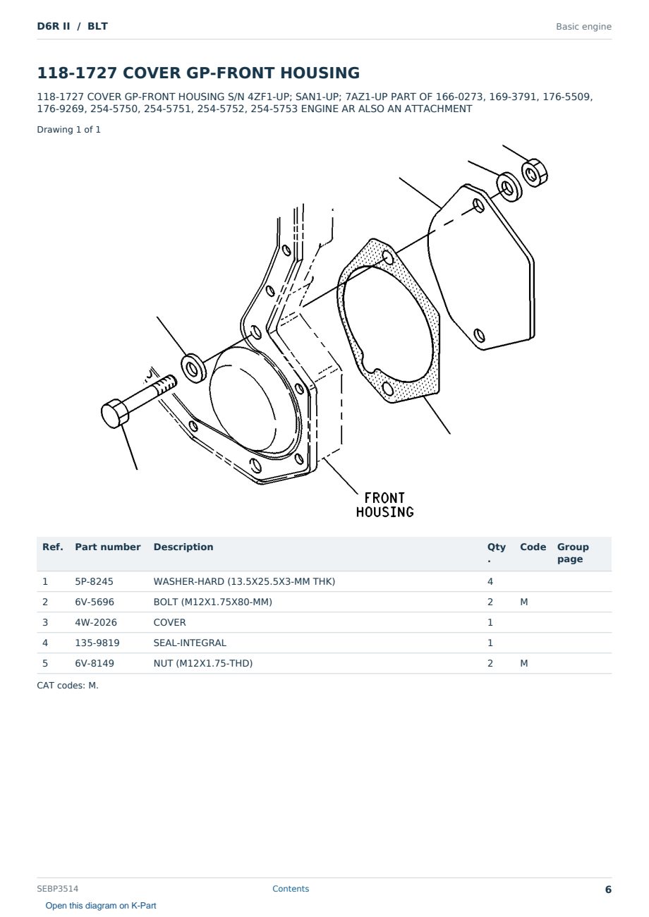 Caterpillar D6R II S/N BLT Partsbook SEBP3514 (English) - sample page 6 of 10 Caterpillar D6R II S/N BLT Partsbook SEBP3514 (English) - sample page 6 of 10