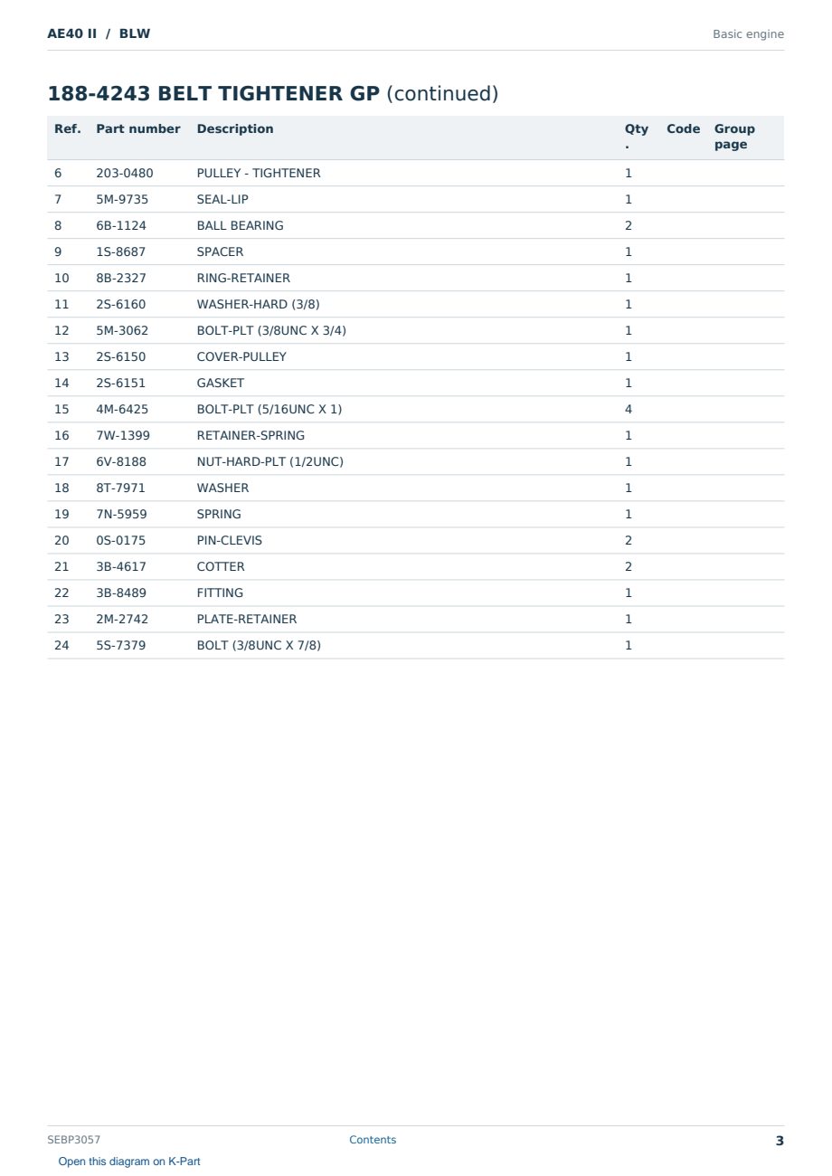 Caterpillar AE40 II S/N BLW Partsbook SEBP3057 (English) - sample page 3 of 10 Caterpillar AE40 II S/N BLW Partsbook SEBP3057 (English) - sample page 3 of 10